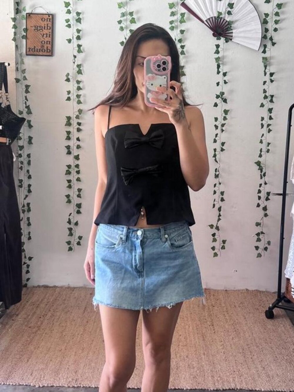 Future Collective black bow tank top with adjustable straps and side zipper